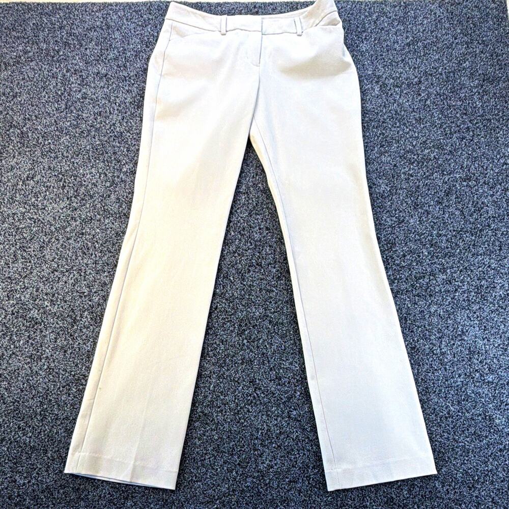 Express Women's Beige Twill Dress Pants Straight Leg Flat Front Stretch Tall 4
